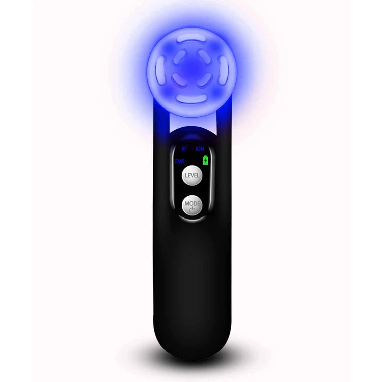 

Electric 3 in 1 exfoliation rf emf vibration skin face roller ems facial massager led light therapy device