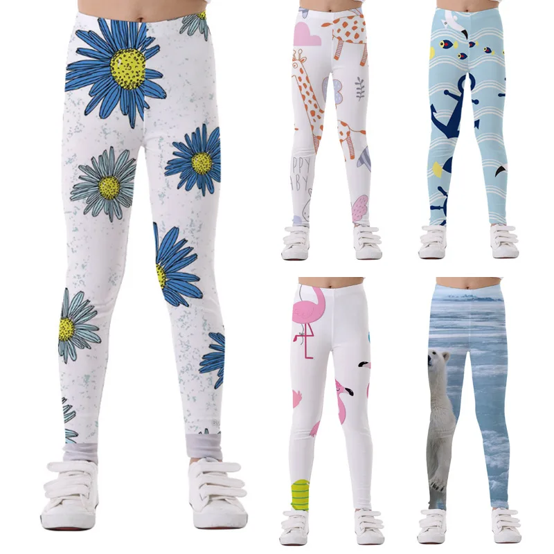 

Greencotton 1pcs custom 3d full printed children pants girls trousers kids leggings, Multi color anc could be customized