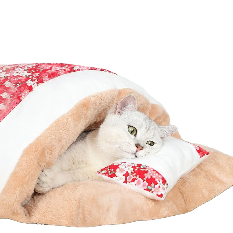 

Manufacturer Wholesale Soft Warm Thick Plush Cat Bed Cats Outdoor Indoor Camping Raised Pet Cave, As shown