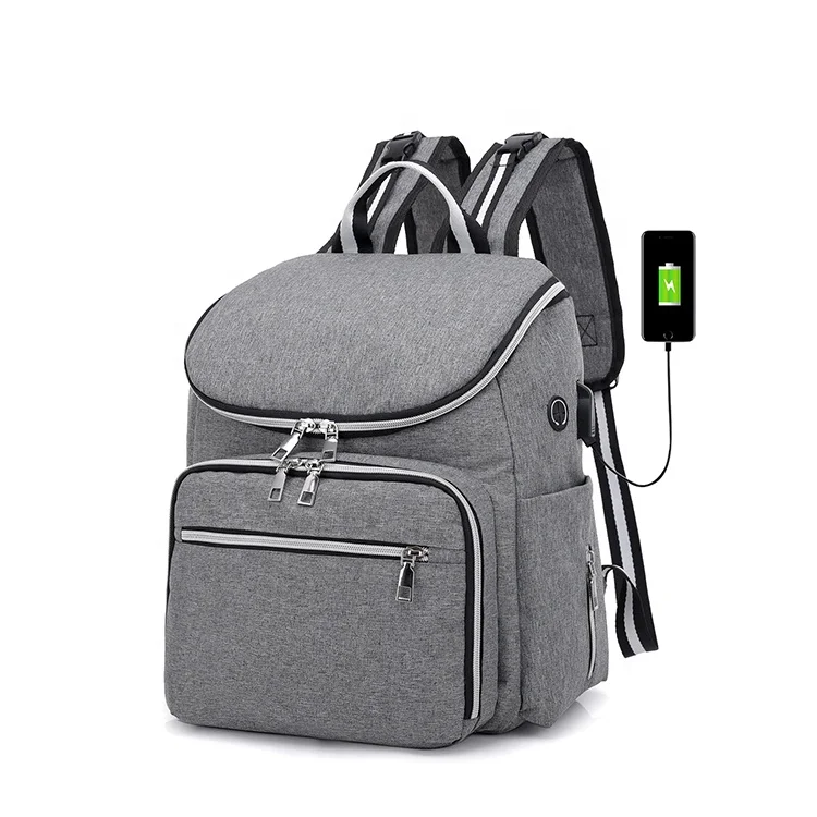 

Custom travel large mother unisex baby nappy diaper changing bag backpack for mom with USB charging, 5 colors available