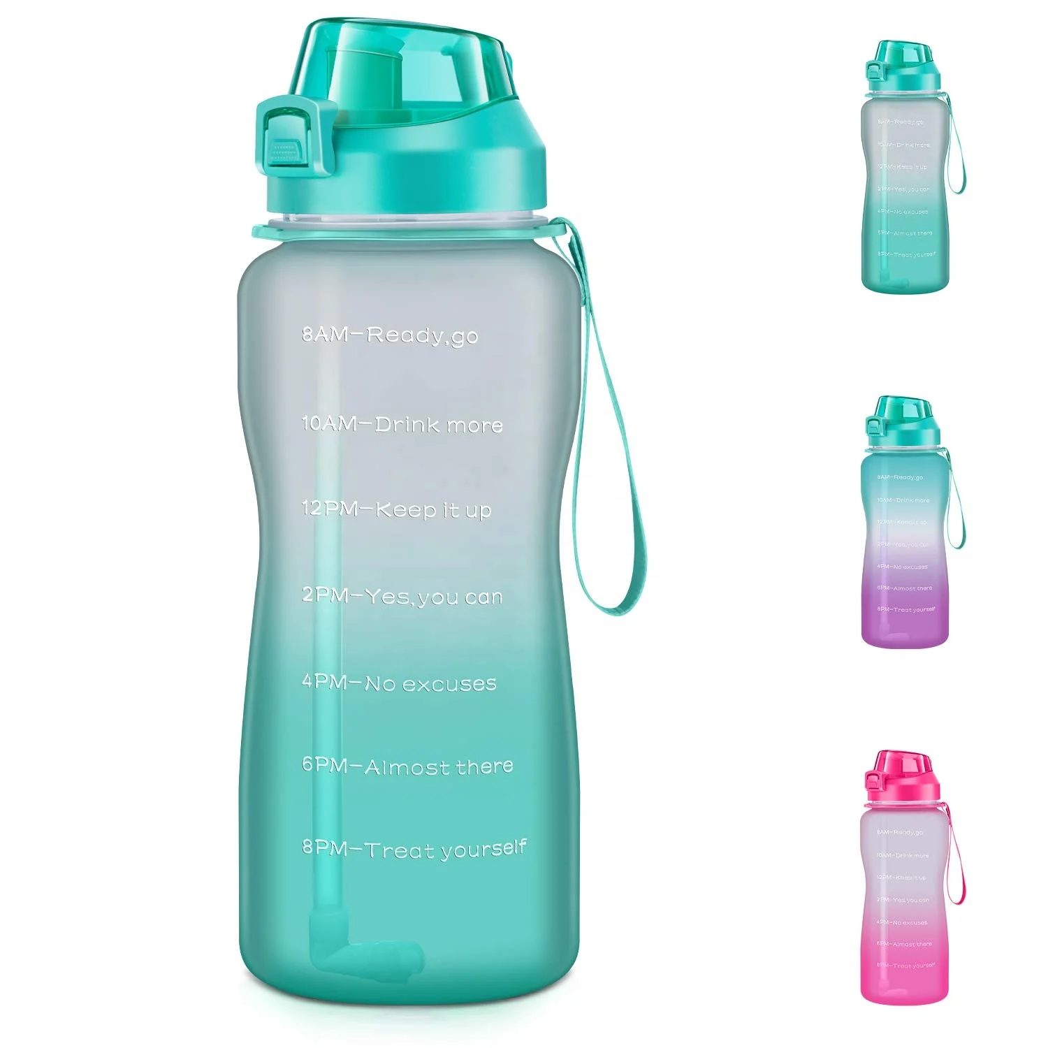 Amazon 1 Gallon Water Bottle With Straw Time Marker Wide Mouth Bpa-free ...