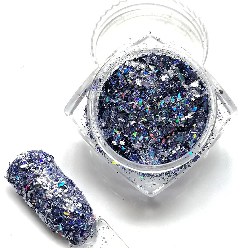 

nails supplies salon nail glitter solvent resistant holographic Irregular Flakes nail art glitter powder decorations