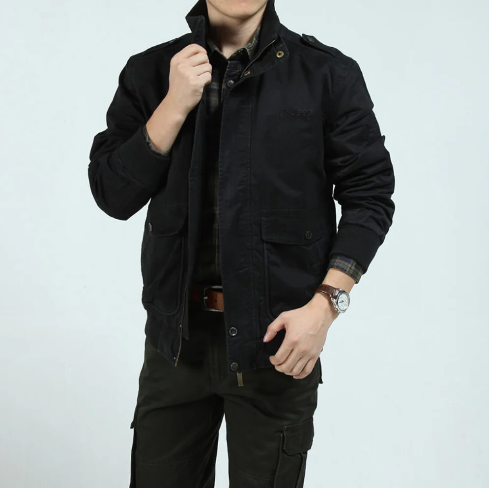 

Autumn Winter Men's Jackets Cotton Casual Plus Size Bomber Jackets & Coats Design With High Quality, Dark green,khaki,black