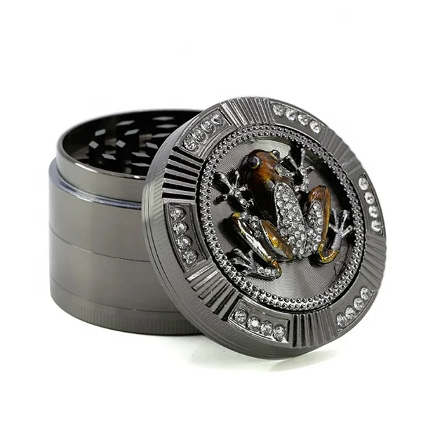 

4-piece Herb Grinder 3-color Zinc Alloy Diamond Dial Frog Style Grinder Diameter  Dry Herb Grinder, Picture