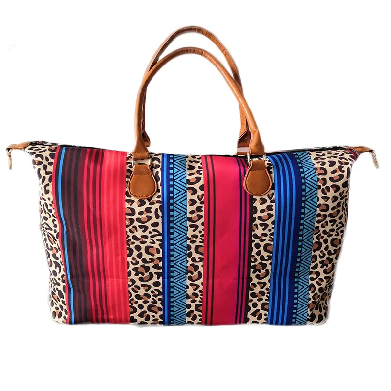 

Wholesale New Arrival Canvas Rainbow Leopard Print Weekender Bag, As pic show