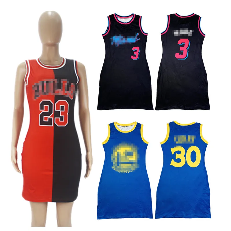 

Top Ranking Product Polyester And Spandex Basketball Jersey Dress Letter Printed O-neck Sexy Mini Dresses Women, 12 colors