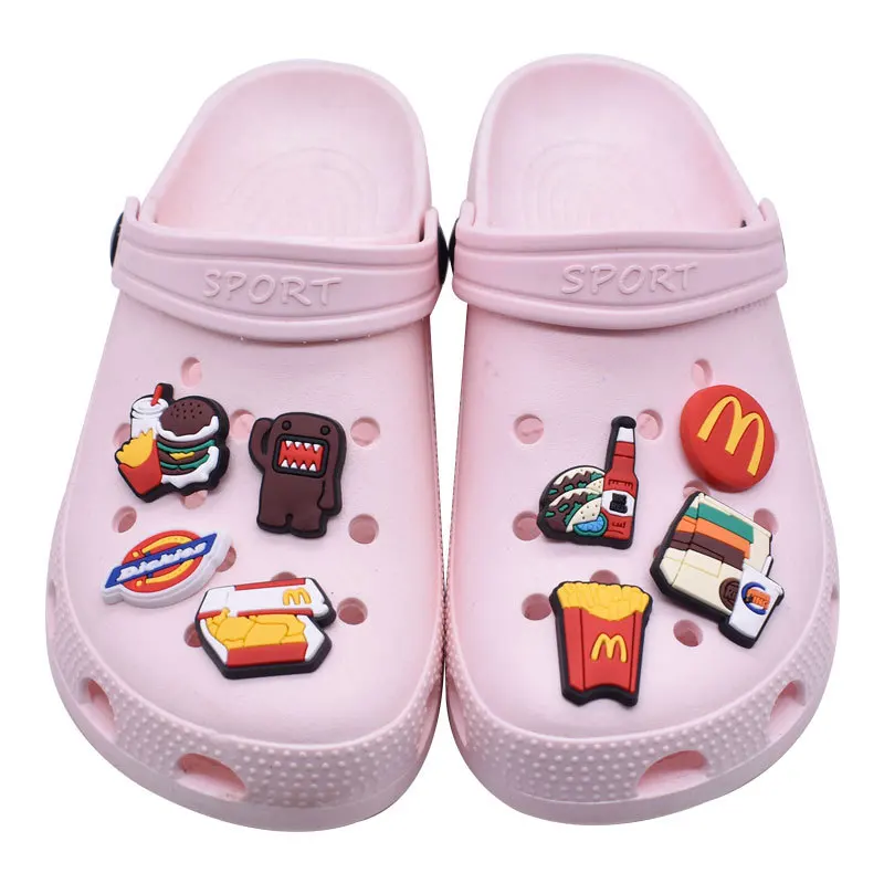 

2022 fried chicken wholesale new design Mexican foods Shoes Decoration Chick Fil A Soft PVC rubber clog shoe lace corc charms, As picture