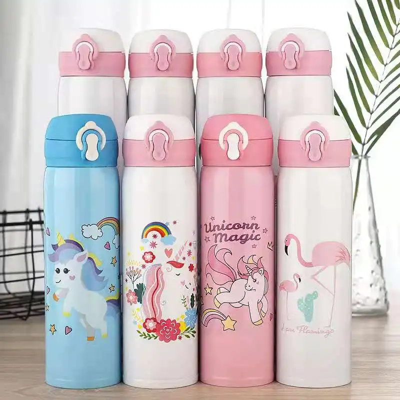 

Stainless steel cartoon children bounce thermos creative students unicorn cups
