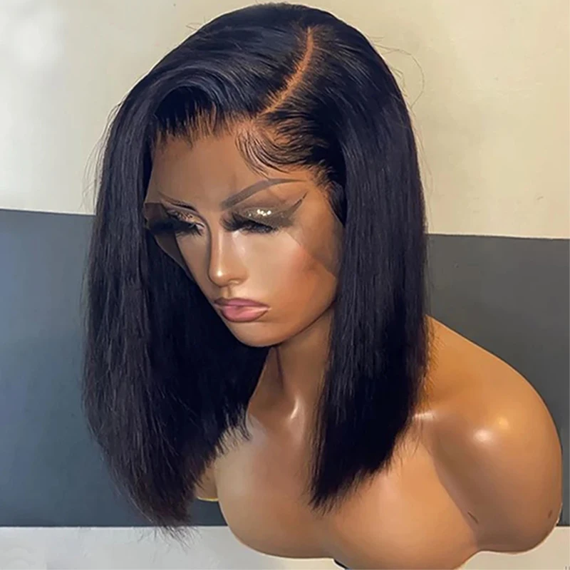 

Wholesale Price Gluess Short Hair Straight Brazilian Human Hair 4*4 13*4 Lace Front Bob Wigs Pixie Cut