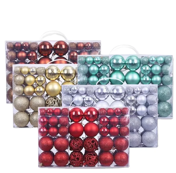 

Wholesale custom Christmas Ball Gift Box Christmas Plastic Baubles/Ball 100 pcs Christmas Tree Ornaments with 3-6cm Light Ball