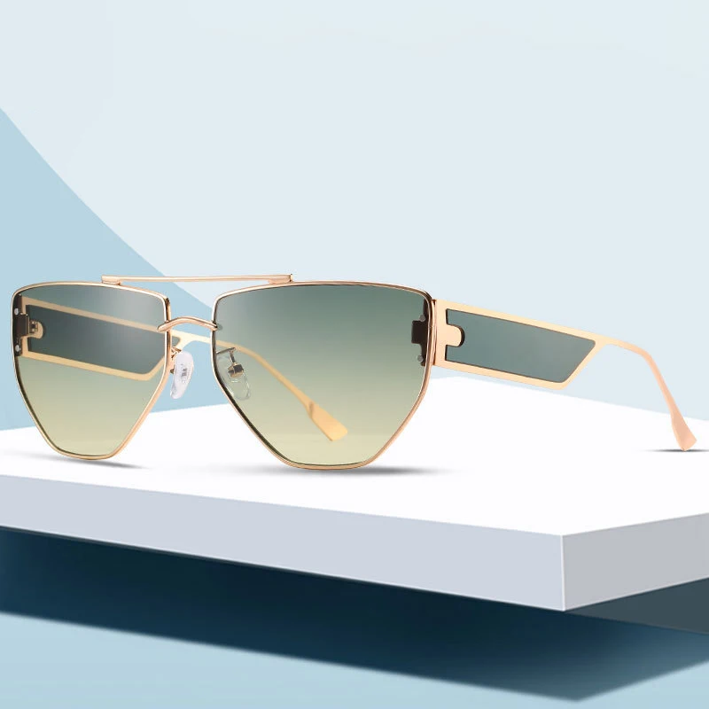 

Morglow MG1923 Fashion Frameless Personality Style Rivets Sunglasses Modern Women Vintage Brand Design Sun Glasses, Custom colors