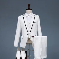 

one button white suits with black stripes suits for wedding