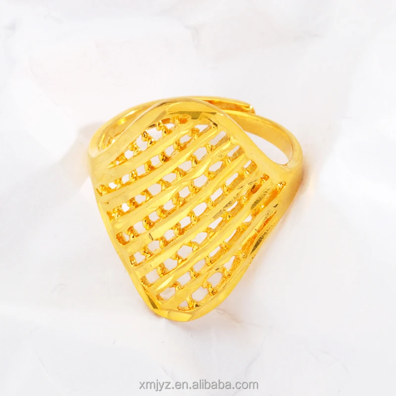 

Live Source Mesh Flower Ring Brass Gold-Plated Women's Jewelry Ring Women's Long-Lasting Color Jewelry