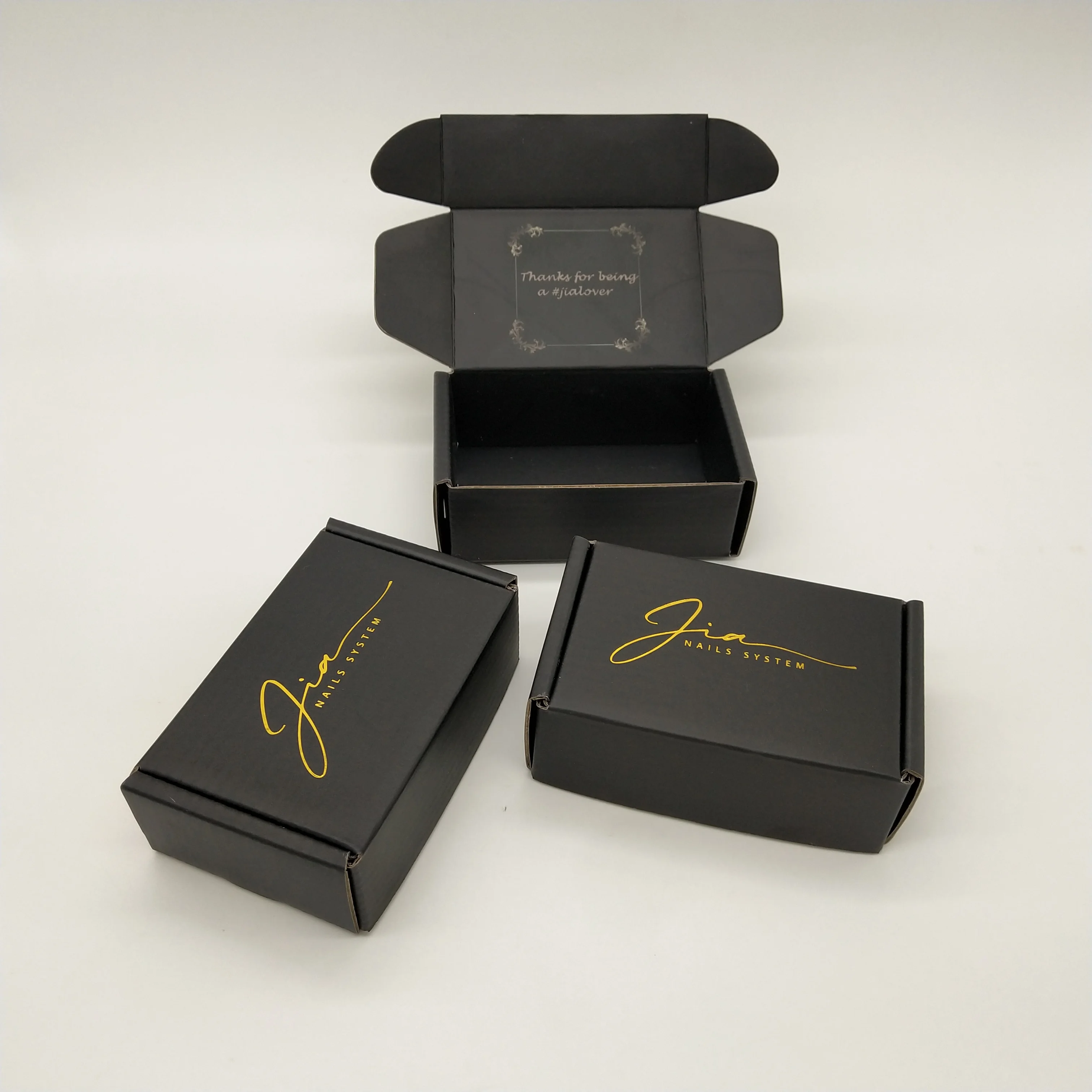 Custom Logo Gold Foil Stamping Matte Lamination Rigid Black Color Small ...