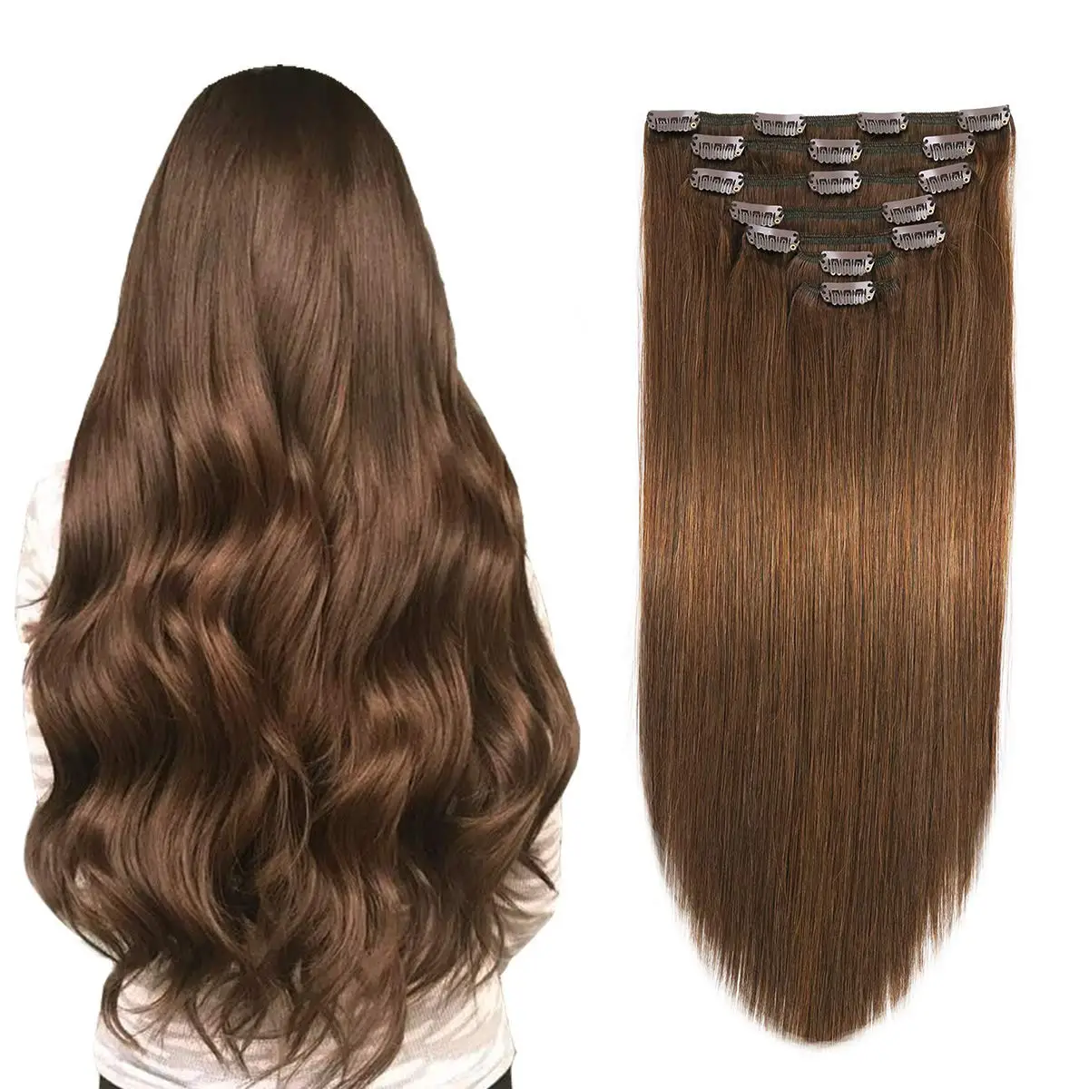 

Wholesale Top Quality Shedding Free Cuticle Aligned Human Hair Clip In Hair Extensions 100Human Hair