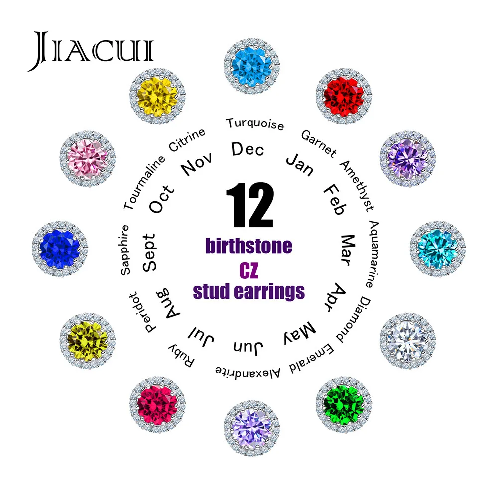 

Jiacui Jewelry Earrings Colorful Birthstone Hot Sale Birthstone 12 Months Earrings