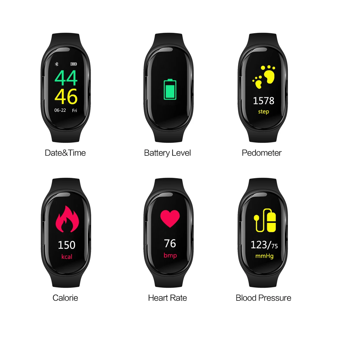 smart bracelet with tws earbuds bt 5.0