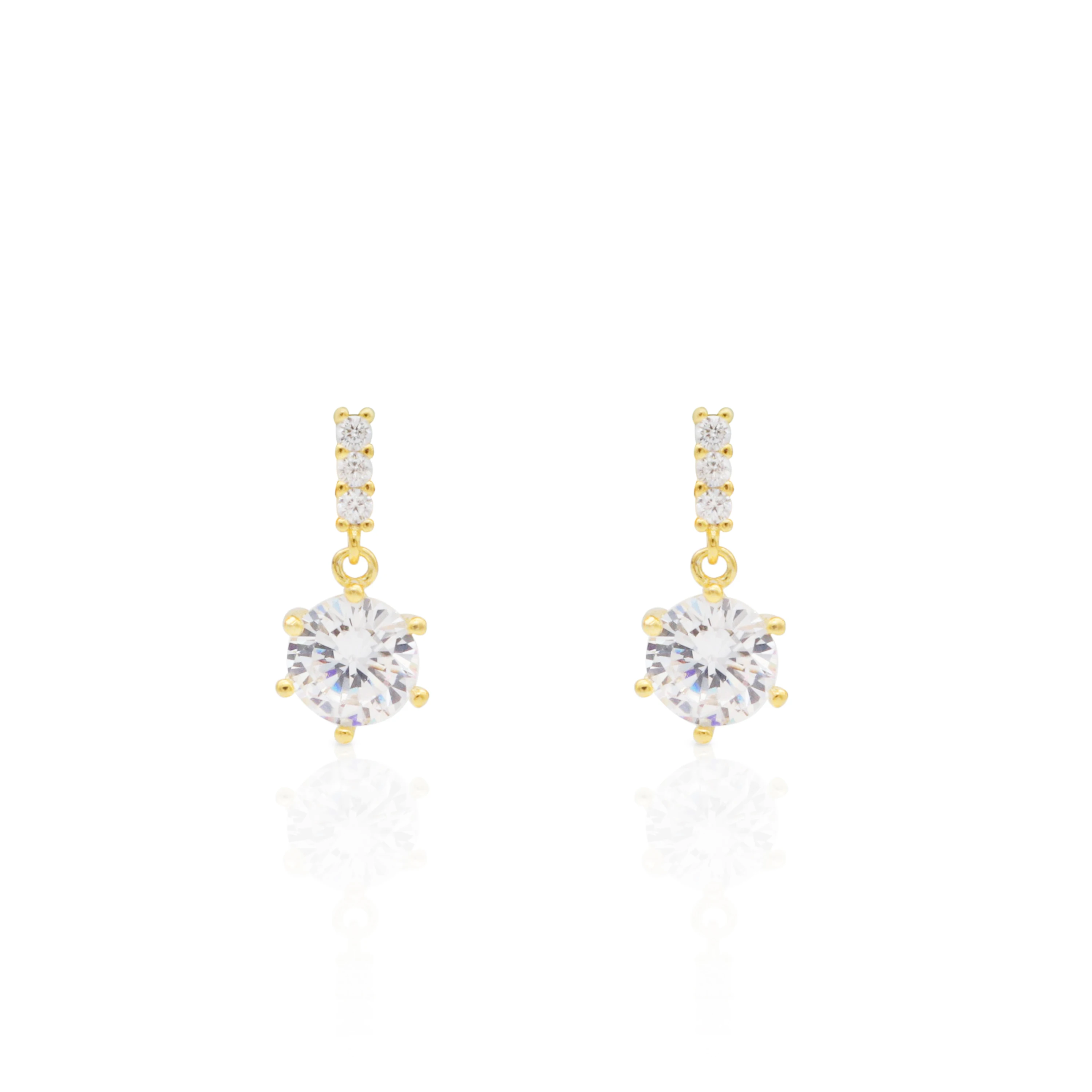 

Chris April fine jewelry 18k gold plated 925 sterling silver claw setting zircon drops bejeweled stud earrings
