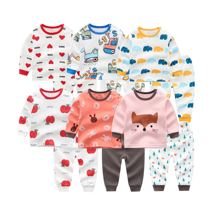 
Autumn winter 1 to 5 years old girl boy pajamas cotton print kids nightwear 