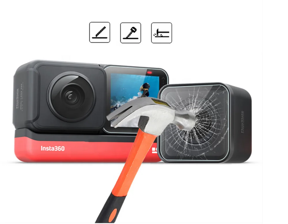 

Iedistar Camera Lens Screen Lens Protective Film HD Tempered Glass Film Lens Protector for Insta360 One R camera