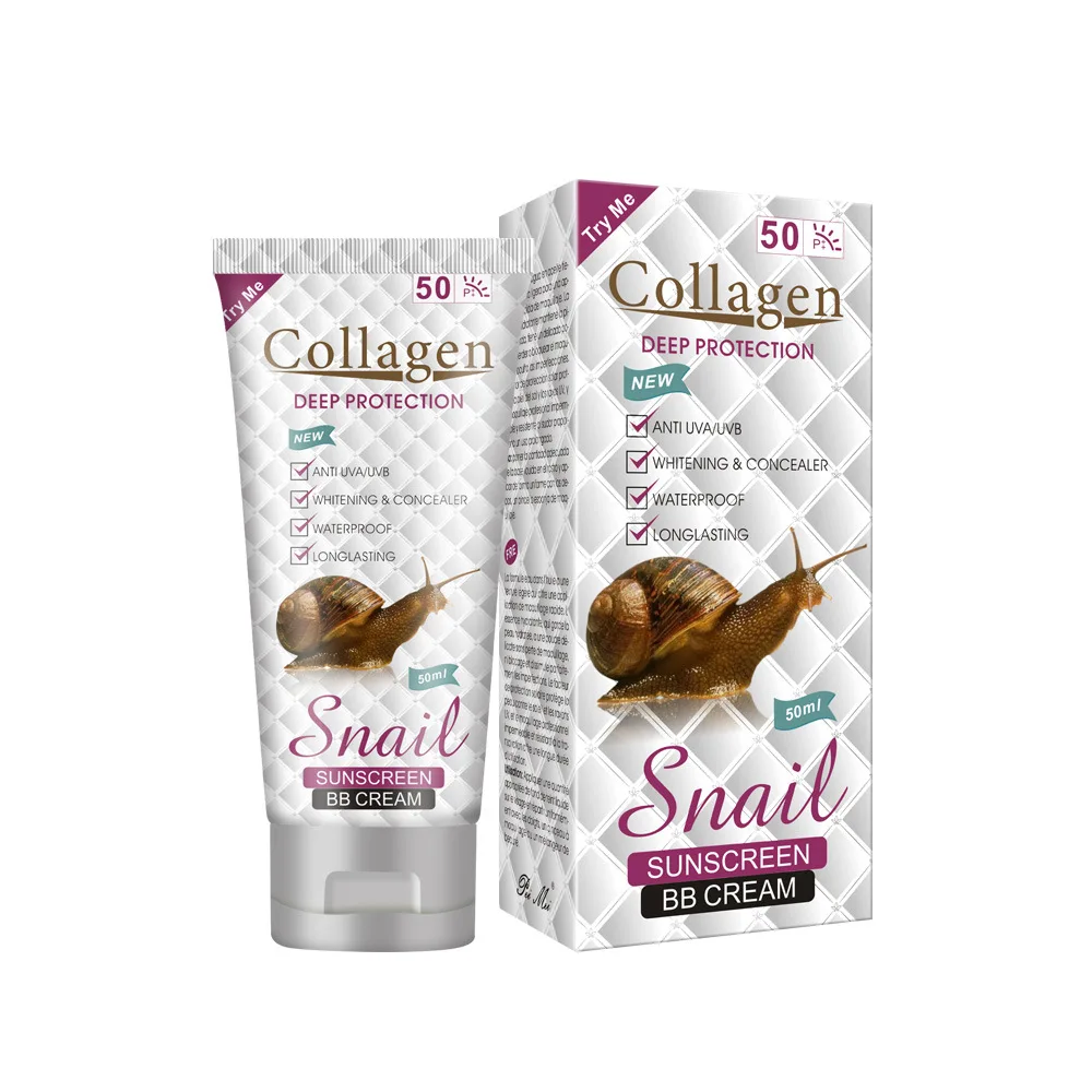

50ml Snail Collagen BB Cream with SPF 50 Sunscreen Protection Whitening Waterproof Concealer Makeup