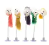 Funny Cat Toys Elastic Feather False Mouse Bottom Sucker Toys for Cat Kitten Playing Pet Seat Scratch Toy Pet Cat Product
