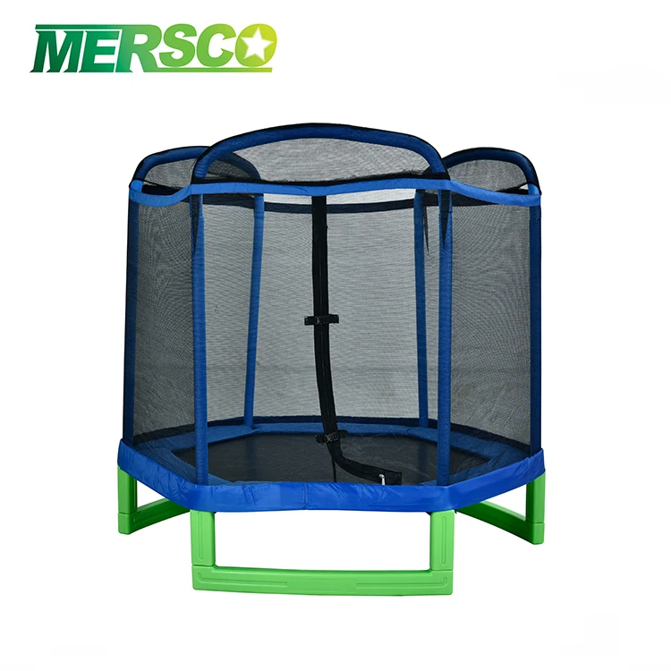 

Hot Sale 7FT Hexagon Trampoline In Plastic Leg Child Indoor Trampoline With Enclosure