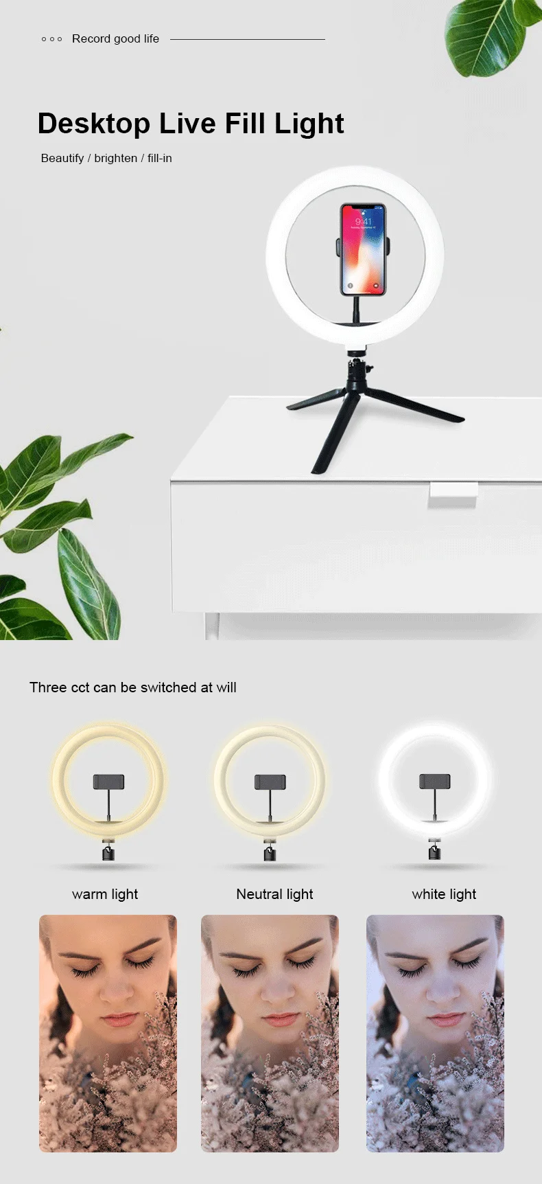 10 Inch Led Selfie Photographic Lighting Dimmable Selfie Ring Fill Light With Tripod Stand Ring Light