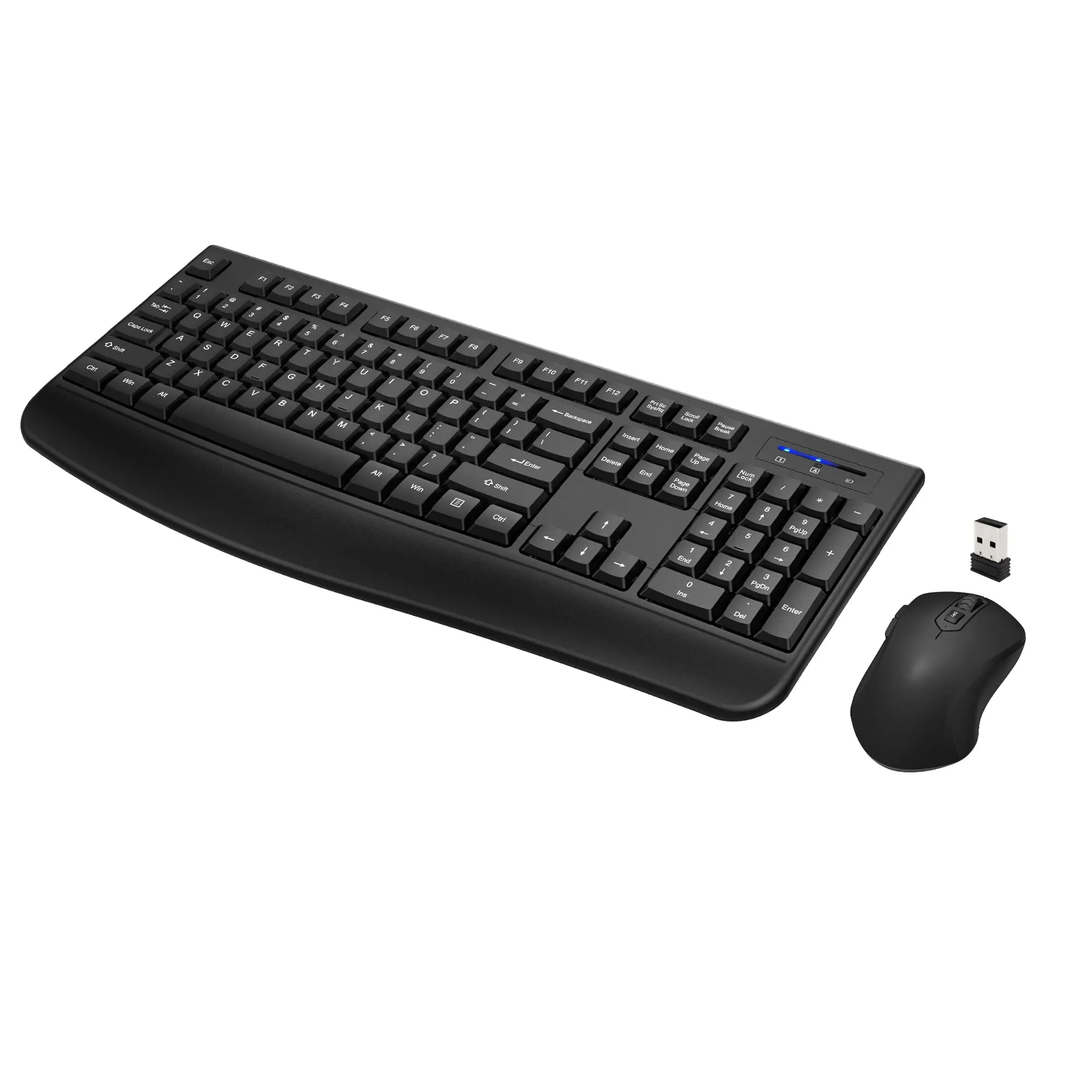 

Wireless Keyboard and Mouse Combo Full-Sized 2.4GHz Wireless Keyboard with Comfortable Palm Rest and Optical Wireless Mouse, Black