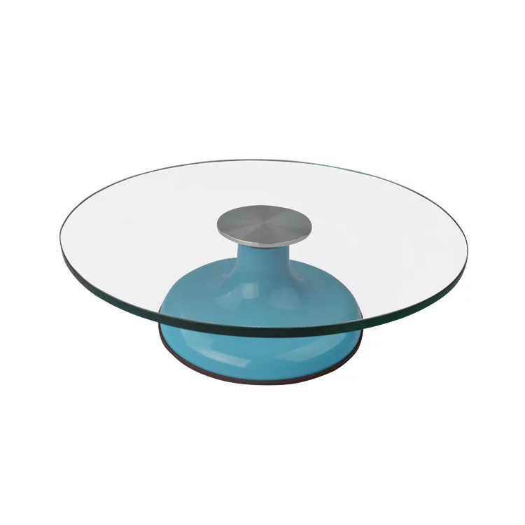 

Bakest Round Rotating Glass Surface Cake Stand with Silicone Bottom Cake Decoration Turntable Player, Green,rose red,silcer