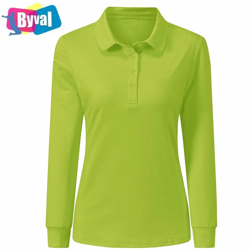 

Custom Style Casual plain Long Sleeve Polo t Shirts Cotton Embroidered Polo Shirts With Custom Logo For Women, Customized color