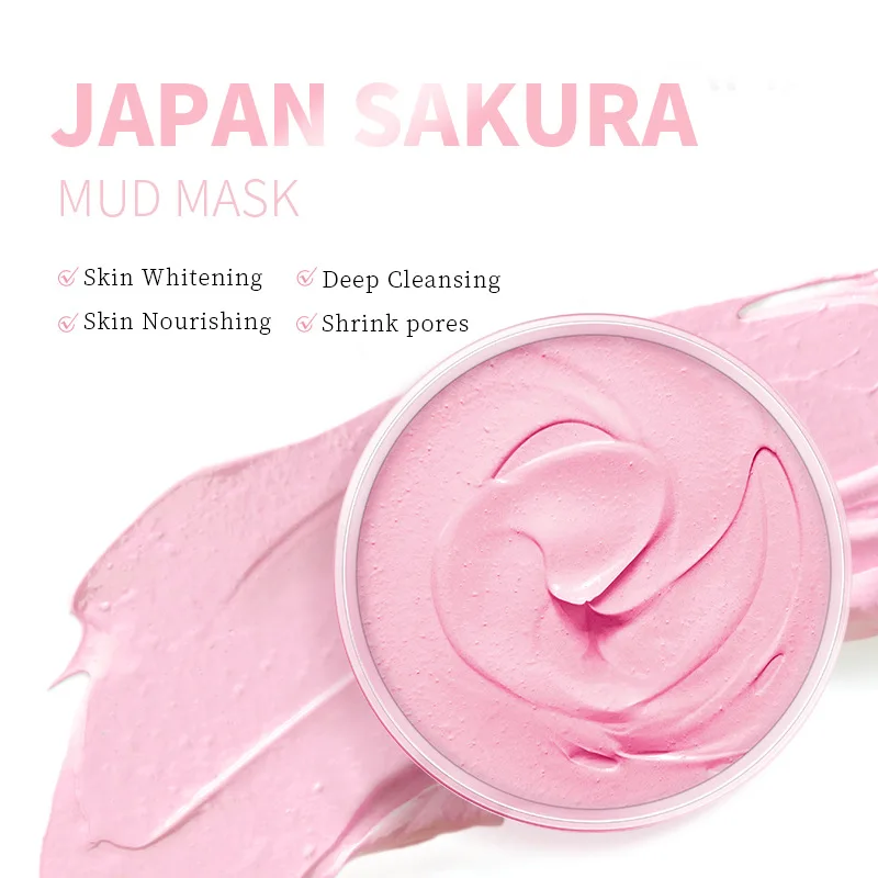 

Private Label Natural Organic pink Skin Care Face Brighten Whitening Pink Clay face mud mask