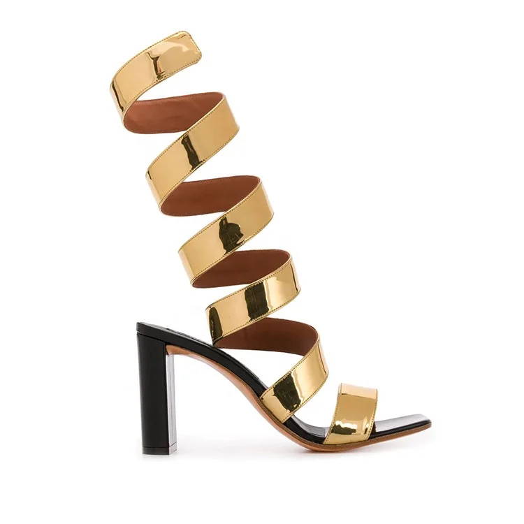 

2020 women newest fashion strappy block heel vegan leather sandals