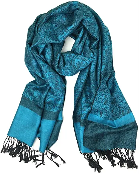 

Plum Feathers Two Tone Vintage Paisley Pattern Pashmina Scarf
