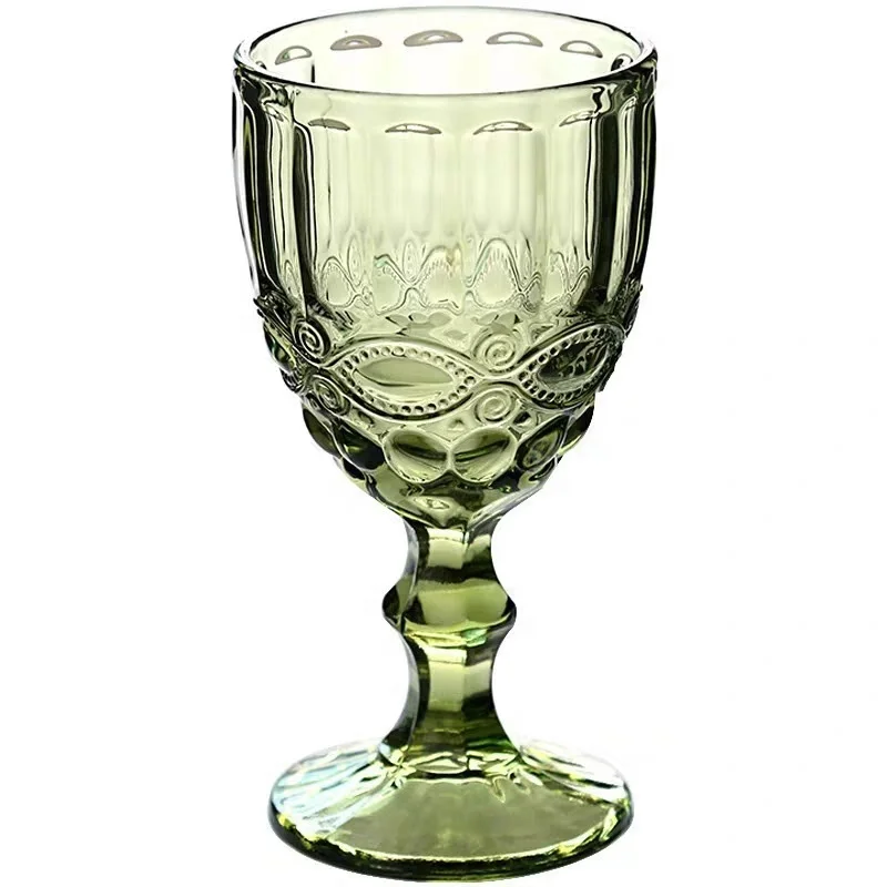 

300 ml wedding vintage champagne blue amber water wine cups colored glassware pink goblets