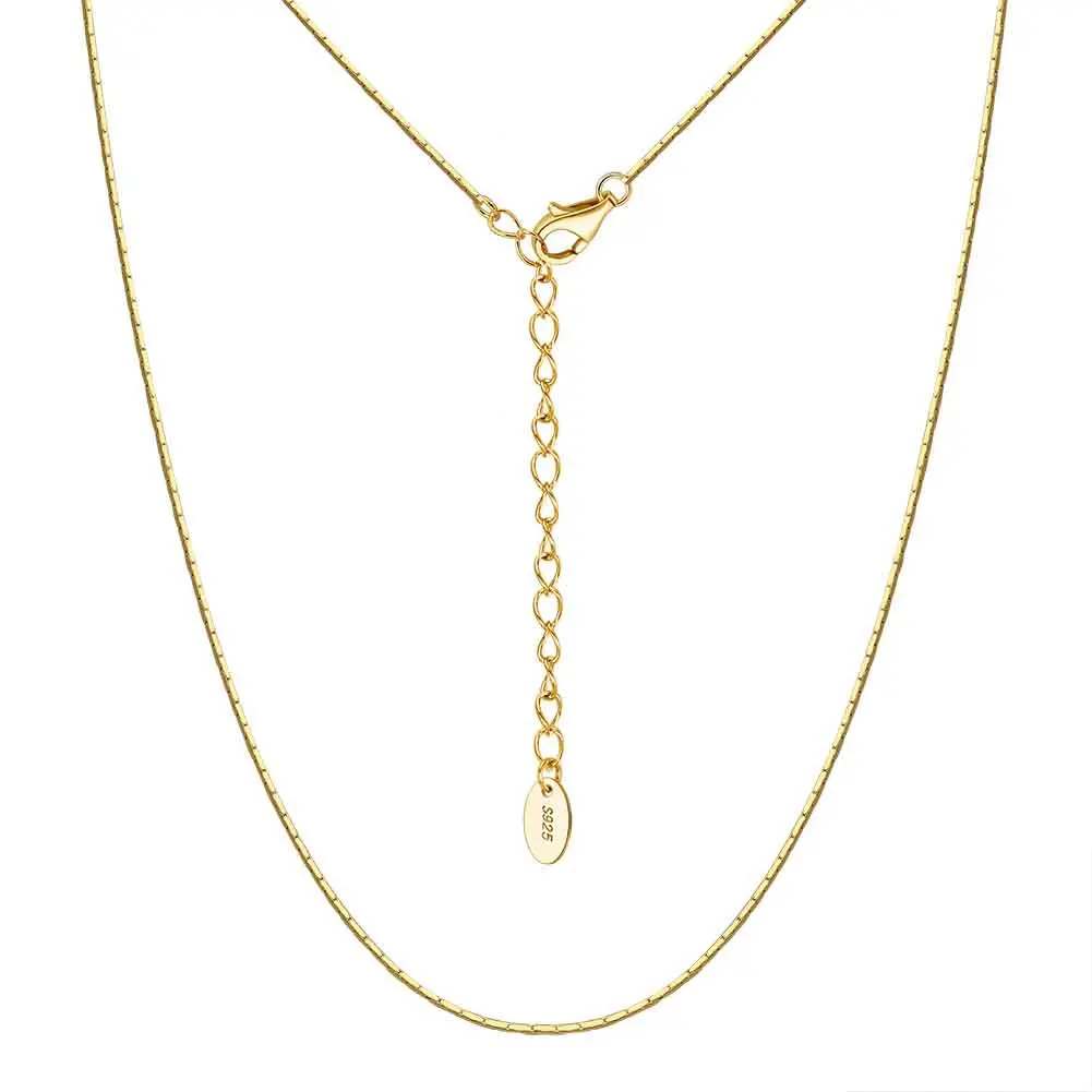 RINNTIN SC85 Vintage Bamboo Chain Link Simple Choker Necklace for Women Trendy 925 Sterling Silver Chain