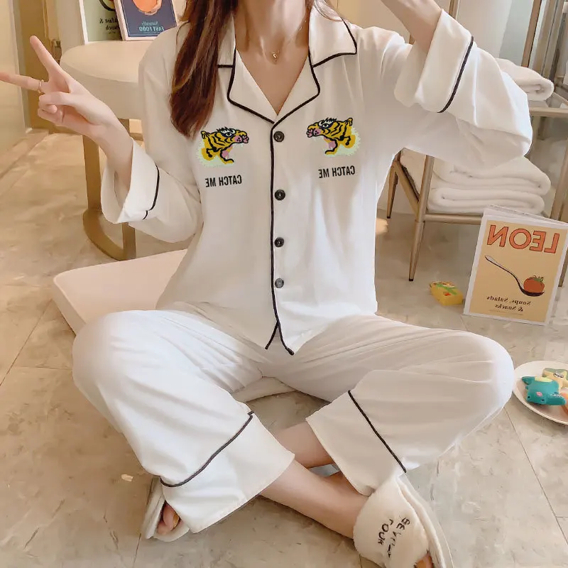 

Free shipping 2pcs/set long-sleeves pajamas sweet girls' nightwear fashion pajamas for students high quality cartoon homewear, White pink