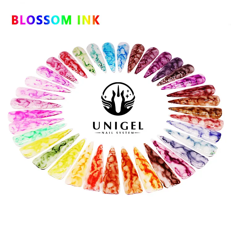 

UNIGEL design ink shading blossom gel nail polish art Marble Watercolor Ink Nails Blooming Liquid tint polish