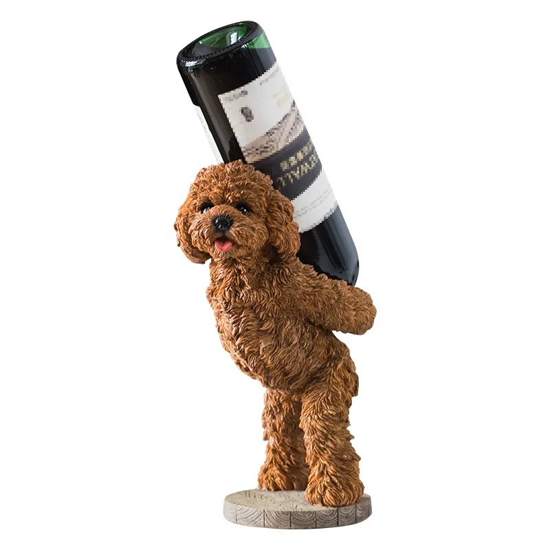 

3 asst resin teddy dog kitchen decoration wedding gifts wine bottle holder, Customized color