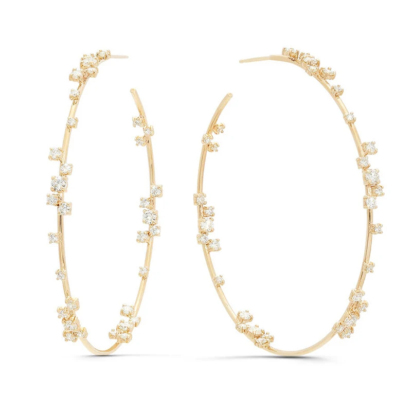 

Gemnel dress jewelry 925 sterling silver 14k gold diamond zircon large hoop earrings