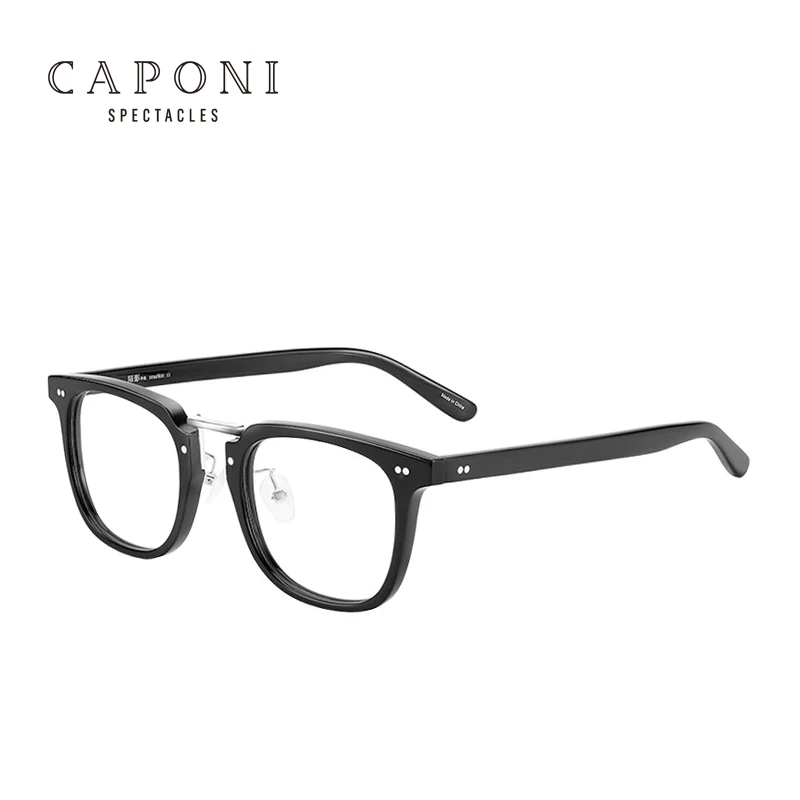 

CAPONI Top Quality Black Acetate Frame Anti-blue Light Glasses For Unisex