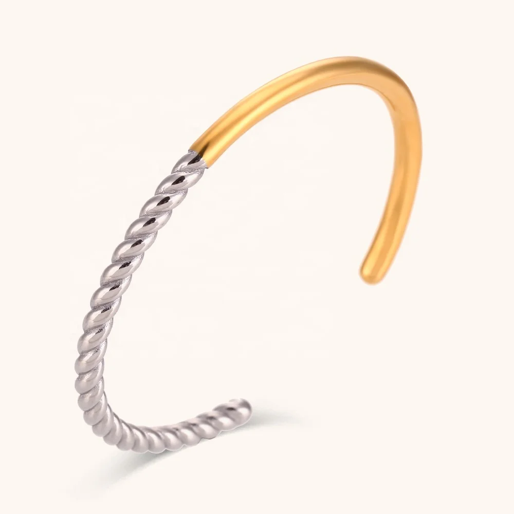 

Ding Ran 18K Gold Plated Splicing Twisted Cuff Bracelet Femme Stainless Steel Tarnish Free Jewelry