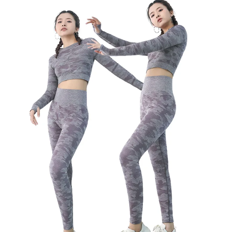 

Gym wholesale women fitness clothing workout athleisure suit yoga wear set 2021 seamless, 4 colors