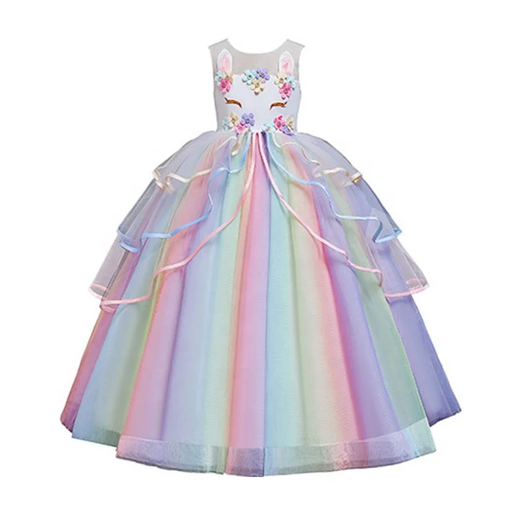 

Flower Girls Unicorn cartoon halloween cosplay kids dress girls princess dress