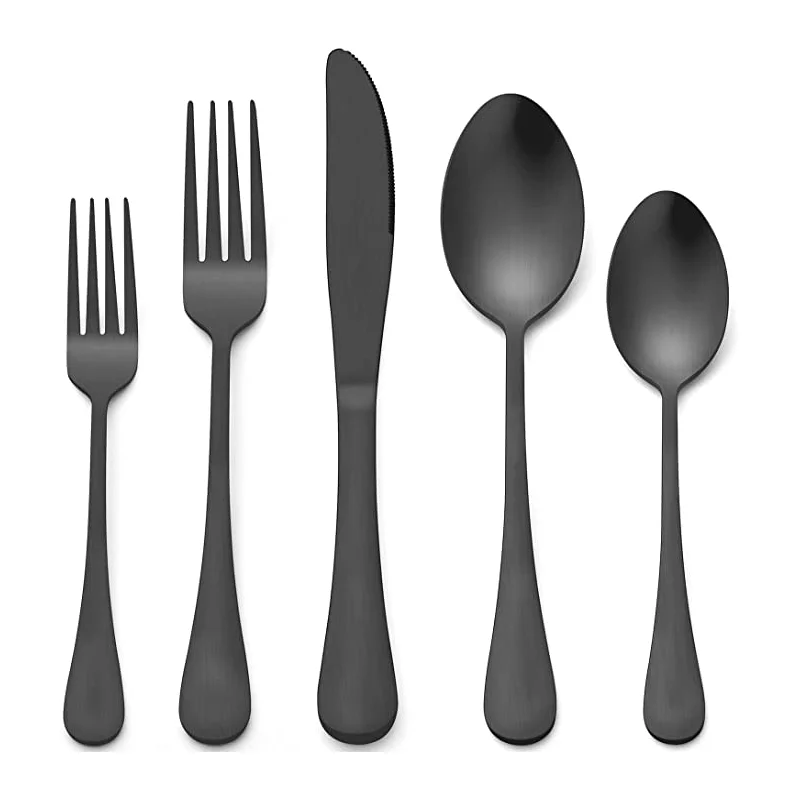 

Amazon Hot Sale 16/20/24/30/36 pcs Matte PVD Cutlery Flatware Stainless Steel Silverware Black Dinner Set, Black, gold, silver, blue, rose gold, colorful