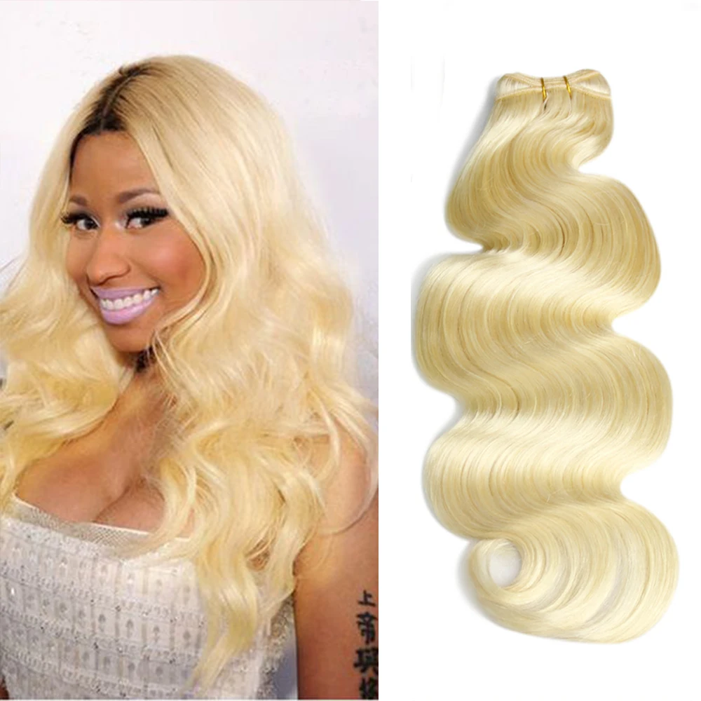

GS hot SELLING Wholesale body wave Natural indian beauty hair, 100% Golden 613 weave cuticle align hair, #613 blonde
