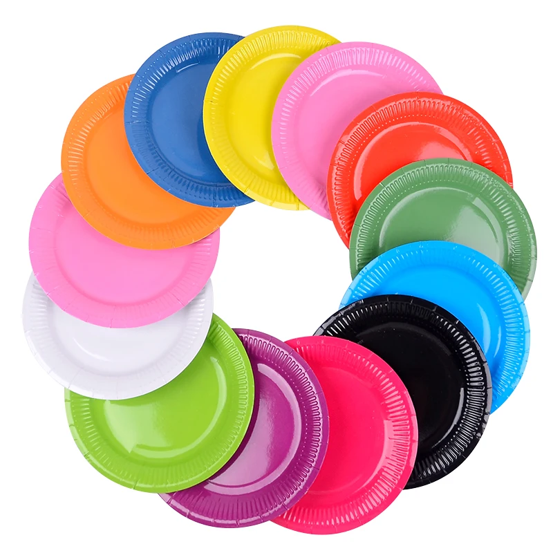 

7 inch DIY disposable color 10pcs/set paper plate for children's drawing and graffiti early education paper plate, Colorful