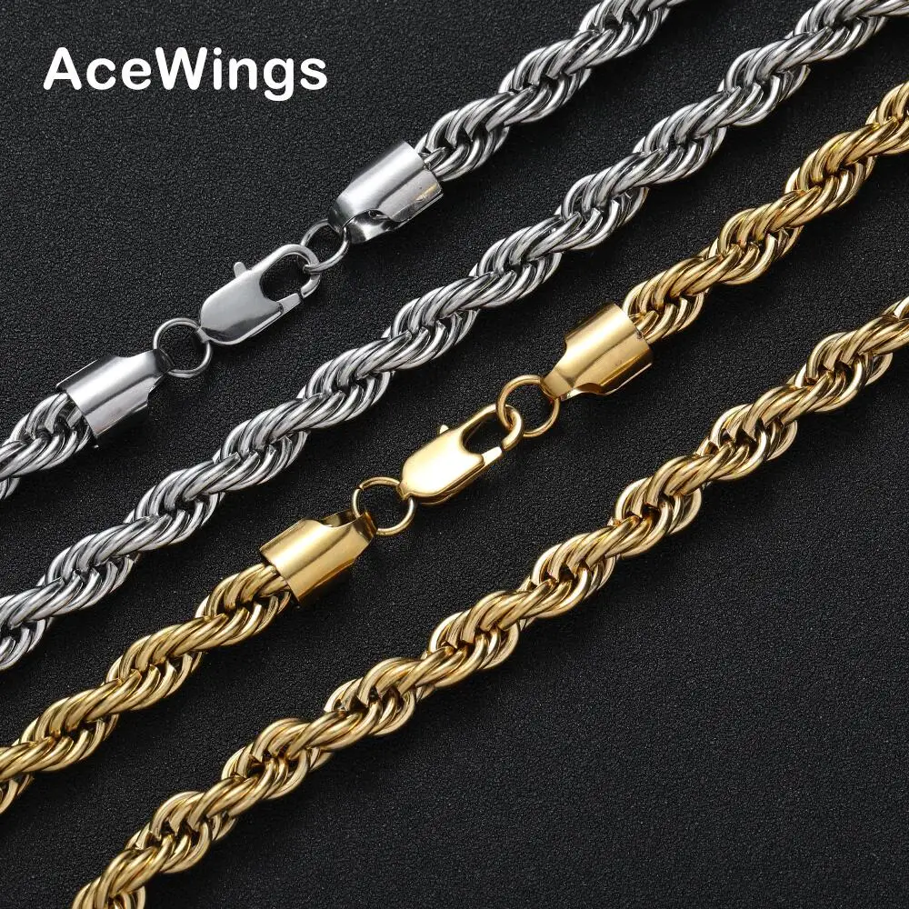 

SC021 8mm 16" 18" 20" 24" Stainless Steel rope chain Hip Hop Chain Necklace