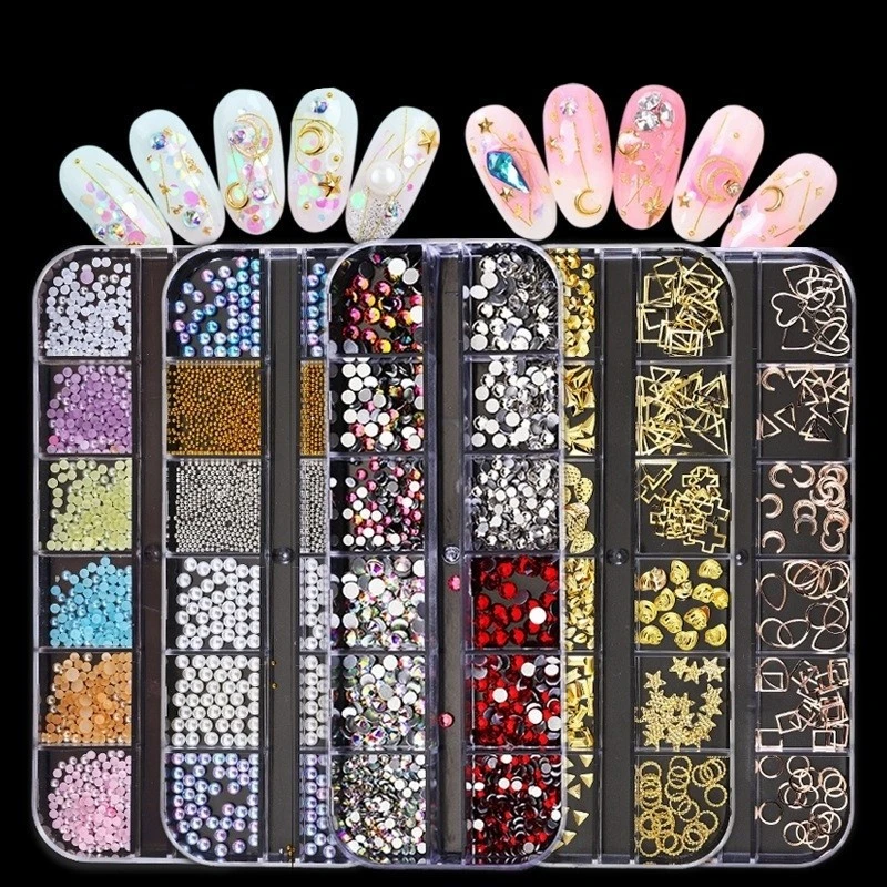 

Multi-size Wholesale FlatBack Glass Nail Rhinestones Crystal 3d glass mixed shape for Nail decoration Art Accessories, Colorful