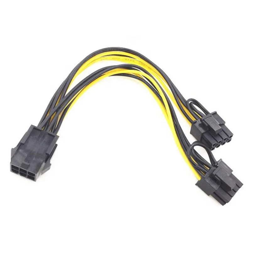 

6 pin to dual 2 x PCIe 8 (6+2) pin Graphics Card PCI-e Express VGA Splitter Power Extension Cable